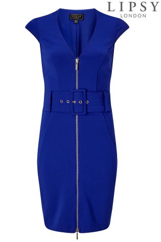 Lipsy Zip Front Belted Dress